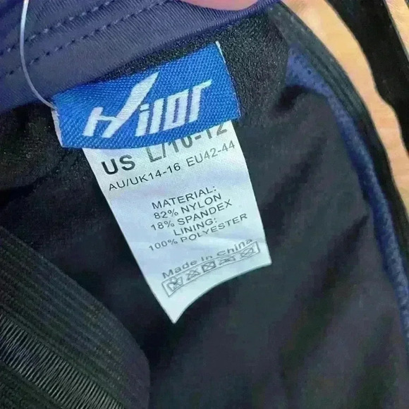 NWT Hilor navy blue Front Crossover One Piece Swimsuit Women’s Large Size 10-12 - Picture 7 of 8